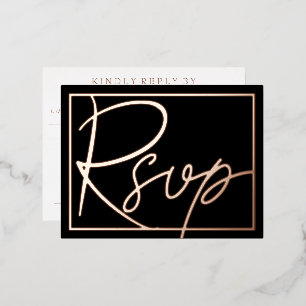 Einfache moderne ROSE Gold Border Wedding RSVP Folie Einladungspostkarte
