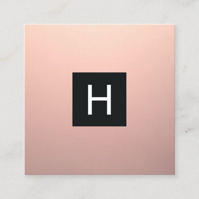Einfache, moderne Rose Gold-Kupfer-Monogramm Quadratische Visitenkarte (Vorderseite)