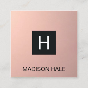 Einfache, moderne Rose Gold-Kupfer-Monogramm Quadratische Visitenkarte