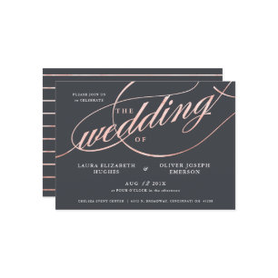Einfache moderne Rose Gold Script Hochzeit Einladung