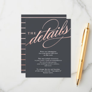 Einfache moderne Rose Gold Script Insert Cards