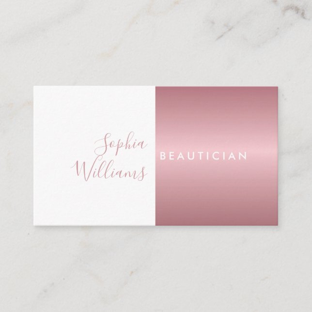 Einfache moderne Rose Gold- und White-Applets-Card Terminkarte (Vorderseite)