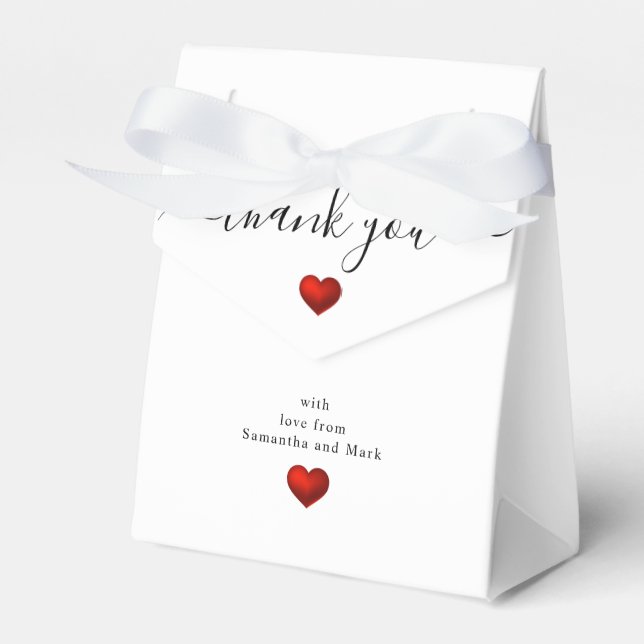 Einfache moderne Rotes Herz White Wedding Geschenkschachtel (Vorderseite)