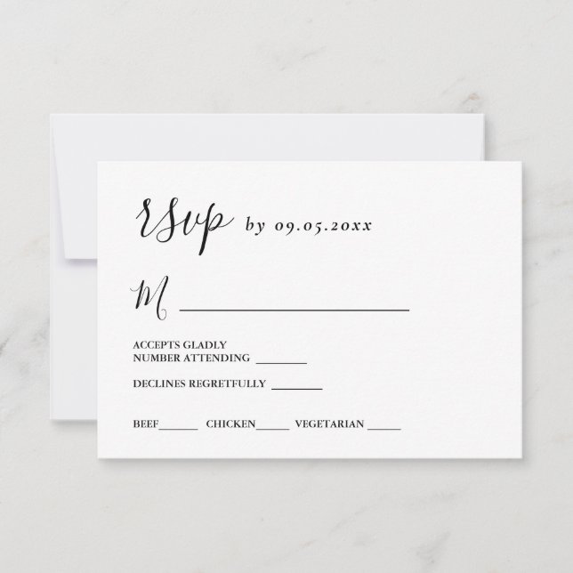 Einfache moderne RSVP-Karte für Hochzeitsessen RSVP Karte (Vorderseite)