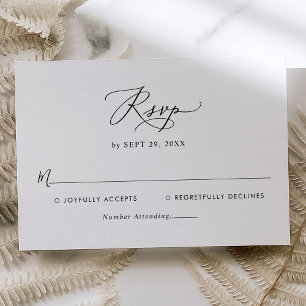 Einfache moderne RSVP-Karte für Schwarz/Weiß-Hochz RSVP Karte