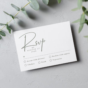 Einfache moderne RSVP-Karte in Salbeigrün RSVP Karte
