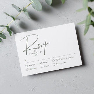 Einfache moderne RSVP-Karte in Salbeigrün RSVP Karte