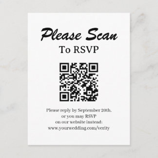 Einfache moderne RSVP-Karte mit QR-Code-Beilagekar Begleitkarte