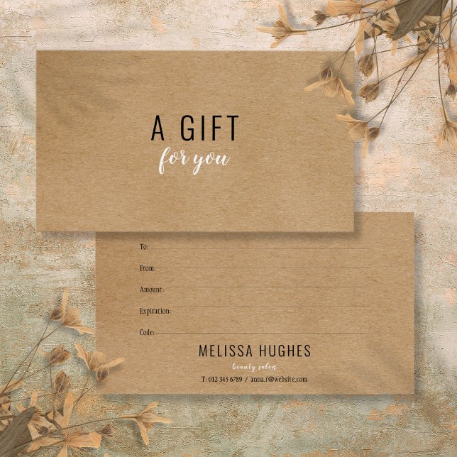 Einfache, moderne Rustikal-Kraft-Geschenkgutschein (Simple Modern Rustic Kraft Gift Certificate)
