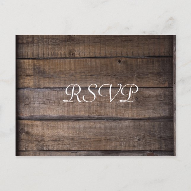 Einfache moderne Rustikale Hochzeit RSVP Postkarte (Vorderseite)