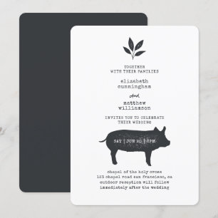 Einfache moderne Rustikale Landhaus Hochzeit Einladung