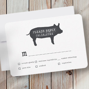 Einfache moderne Rustikale Landhaus Hochzeit RSVP Karte