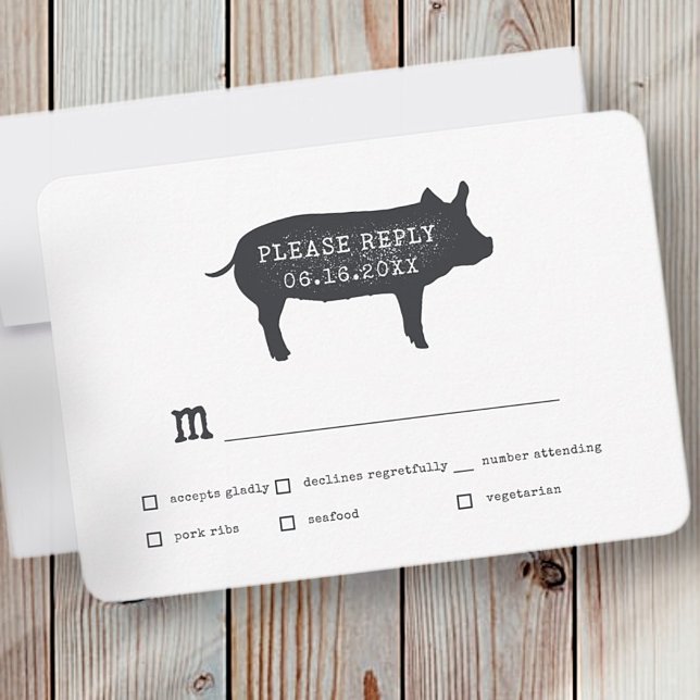 Einfache moderne Rustikale Landhaus Hochzeit RSVP Karte (Von Creator hochgeladen)