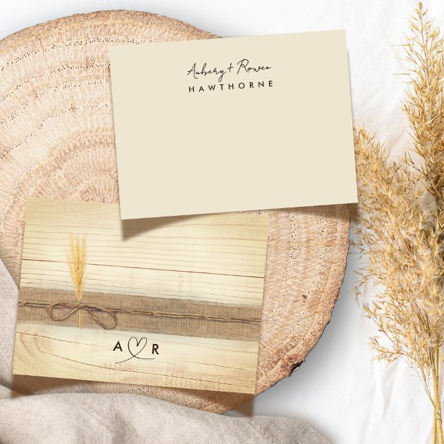 Einfache, moderne, rustikale Pampasgras-Hochzeit Mitteilungskarte (Von Creator hochgeladen)