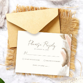 Einfache moderne rustikale Pampasgras-Hochzeit RSVP Karte