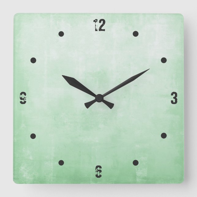 Einfache moderne Rustikale Pistachio Grau Abstrakt Quadratische Wanduhr (Vorderseite)