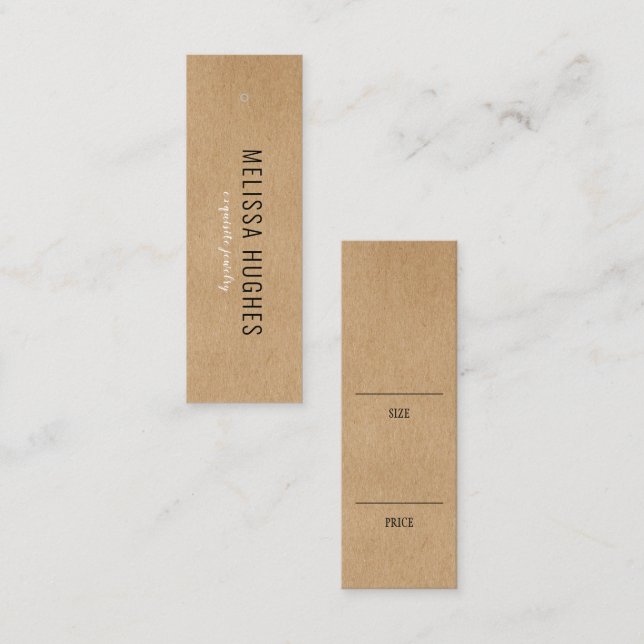 Einfache, moderne Rustikalkraft-Produktpreisbindun Mini Visitenkarte (Vorne/Hinten)