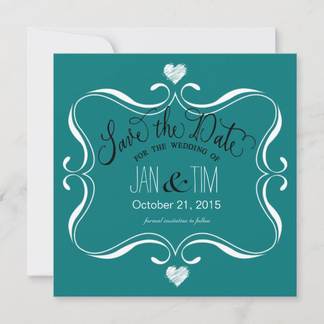 Einfache moderne Save the Date | aquamarin (Vorderseite)