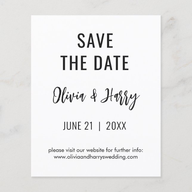 Einfache moderne Save the Date Flyer | SCHWARZ-WEI (Vorne)