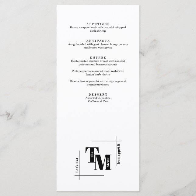 Einfache moderne schicke Minimal Hochzeit Vielen D Menükarte (Vorderseite)