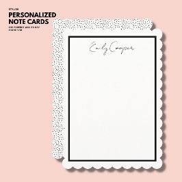 Einfache moderne, schlichte Schwarz-Weiß-Scallop-K Mitteilungskarte