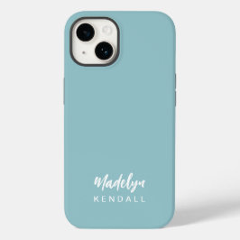 Einfache, moderne Schreibschrift Aquamarin Blue Case-Mate iPhone 14 Hülle