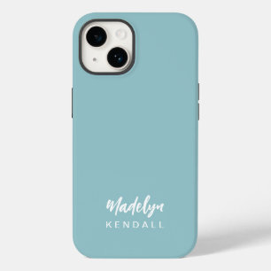 Einfache, moderne Schreibschrift Aquamarin Blue Case-Mate iPhone 14 Hülle
