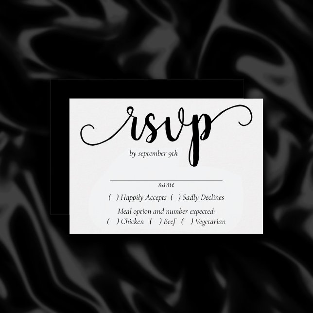 Einfache moderne Schrift | Classic Black Event Ent RSVP Karte (Von Creator hochgeladen)