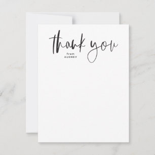 Einfache moderne Schrift schwarz und weiß Dankeskarte