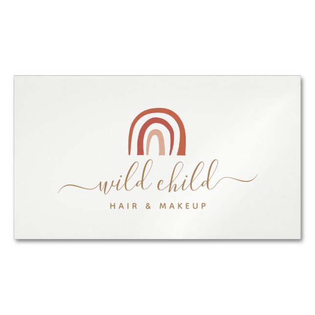 Einfache moderne Schrift Trendy Abstrakt Rainbow Magnetische Visitenkarte (Vorderseite)