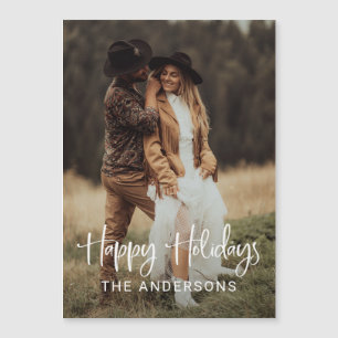 Einfache moderne Schrift und Foto Happy Holidays Magnetkarte