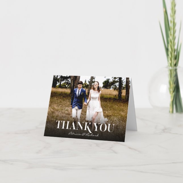 Einfache moderne Schriftart Hochzeit Vielen Dank F Dankeskarte (Vorderseite)