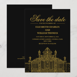 Einfache, moderne Schwarz-Gold-Technik Save the Da Einladung