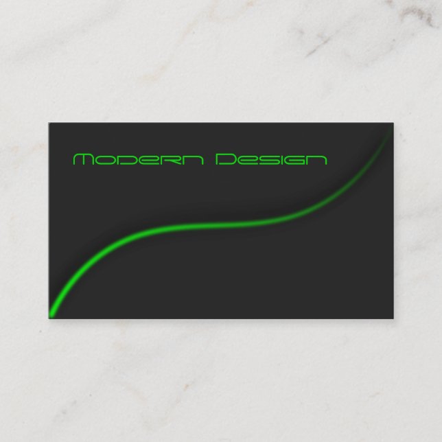 Einfache moderne Schwarz/Grün-Swoosh - Visitenkart Visitenkarte (Vorderseite)