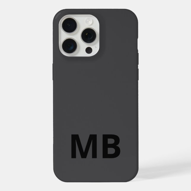 Einfache moderne Schwarz-Initial-Monogramm iPhone 15 Pro Max Hülle (Rückseite)