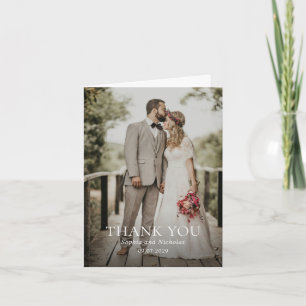 Einfache moderne Schwarz-Weiß-Foto-Hochzeit Dankeskarte