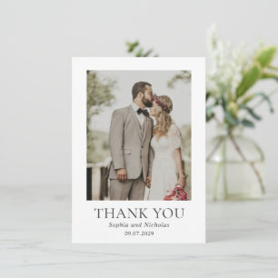 Einfache moderne Schwarz-Weiß-Foto-Hochzeit Dankeskarte