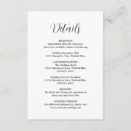 Einfache moderne Schwarz-Weiß-Hochzeit Begleitkarte