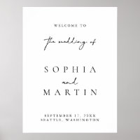 Einfache moderne Schwarz-Weiß-Hochzeit Begrüßungsz