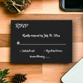 Einfache moderne Schwarz-Weiß-Kalligrafie-Hochzeit RSVP Karte