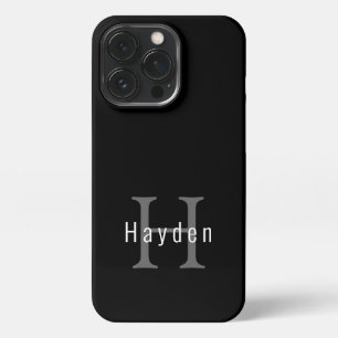 Einfache, moderne Schwarz-Weiß-Monogramm iPhone 13 Pro Hülle