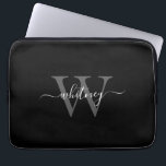 Einfache, moderne Schwarz-Weiß-Monogramm Laptopschutzhülle<br><div class="desc">Ein niedliches Schwarz-Weiß-Design mit einem einfachen und modernen Monogramm-Namen und Initial.</div>