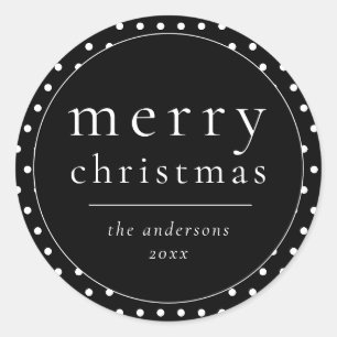 Einfache, moderne Schwarz-Weiß-Weihnachten Runder Aufkleber