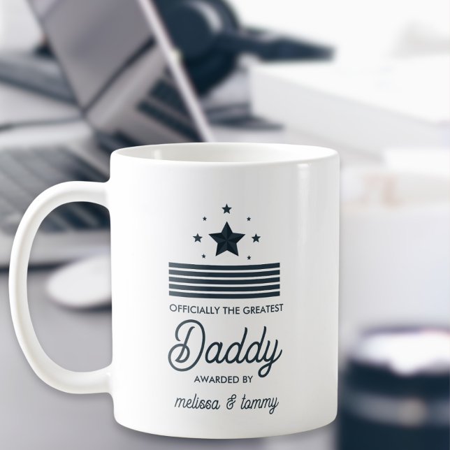 Einfache moderne Schwarz-weiße Beste Vater Kaffeetasse (Von Creator hochgeladen)