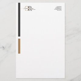 Einfache moderne Schwarze Gold Monogram Briefpapier