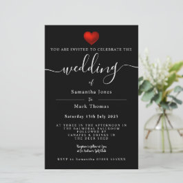 Einfache moderne Schwarze Hochzeit des Roten Herze Briefpapier