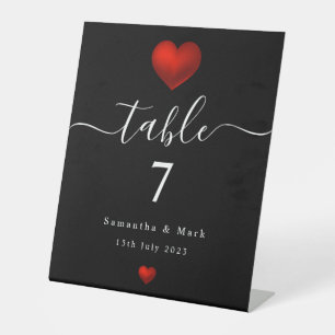 Einfache moderne Schwarze Hochzeit des Roten Herze Sockelschild