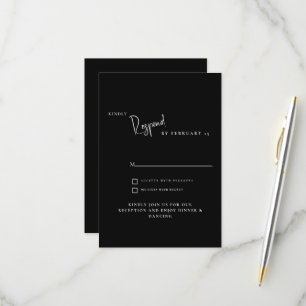 Einfache moderne schwarze Hochzeits-RSVP RSVP Karte