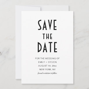 Einfache moderne schwarze typografische Fotografie Save The Date