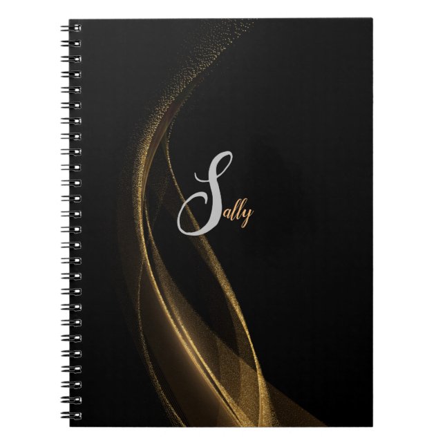 Einfache moderne schwarze und goldene Monogramm-Sk Notizblock (Vorderseite)